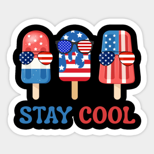 Stay Cool Popsicle 4th July Patriotic American Flag Sticker